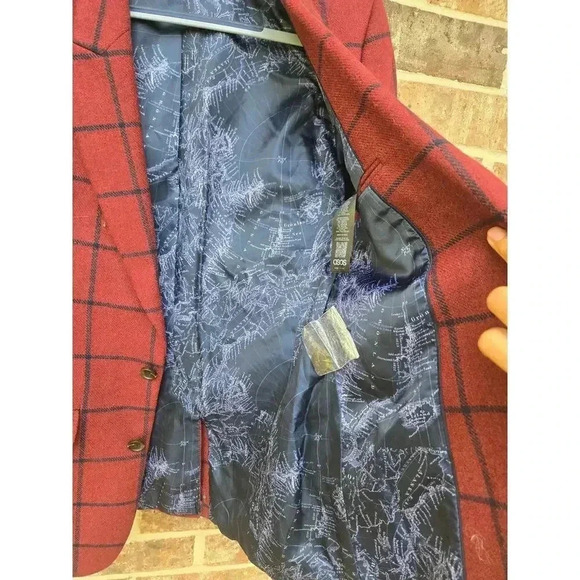 ASOS DESIGN wedding skinny suit jacket in burgundy wool mix check - Picture 8 of 8